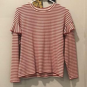 Red and white striped long sleeve T-shirt